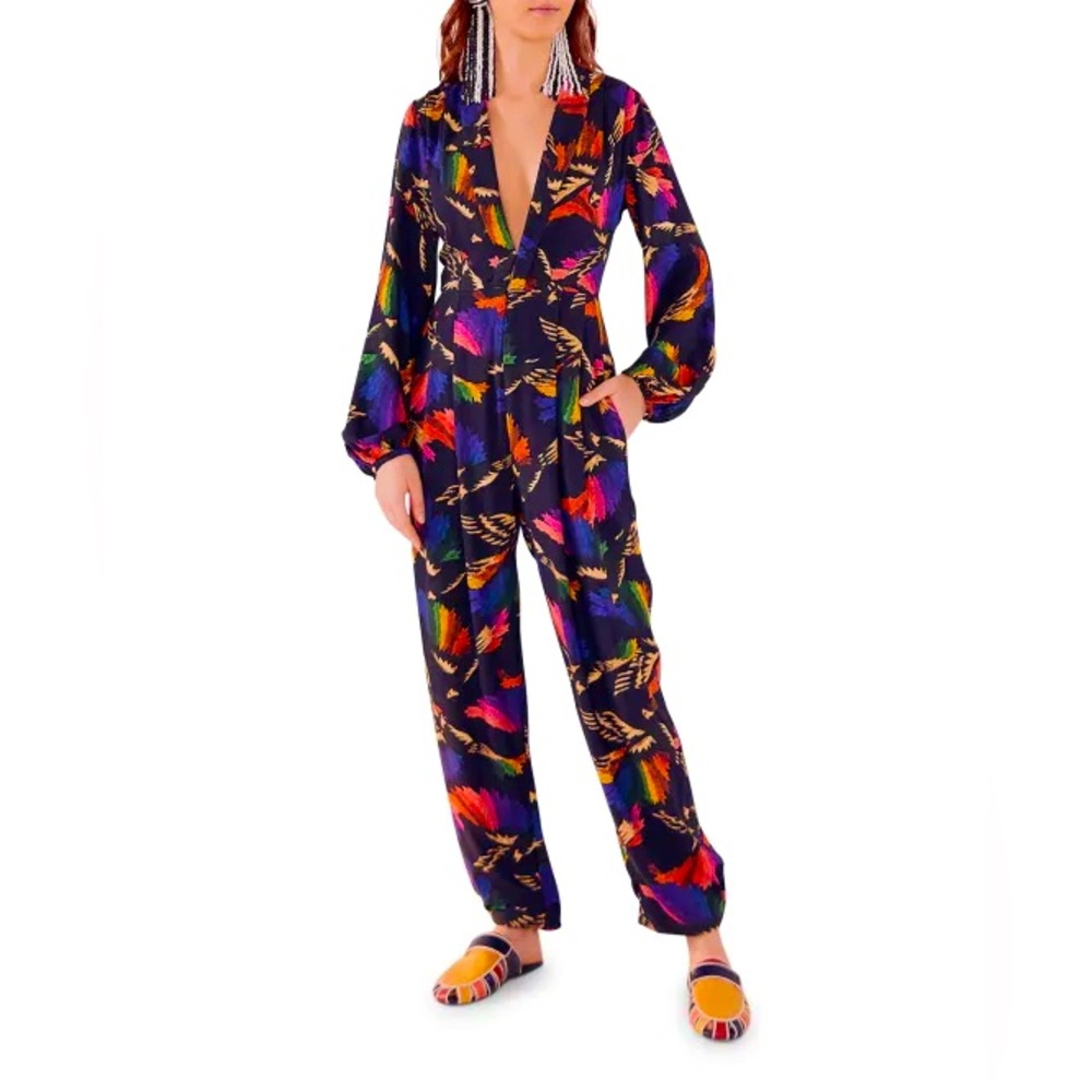 FARM RIO Black Macaw Jumpsuit